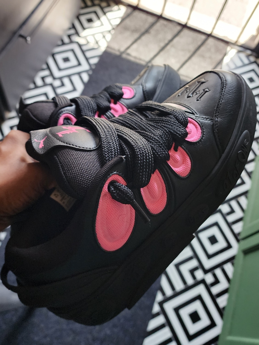 Puma Lamelo Ball + Lafrance  Black Sneakers with Pink Accents